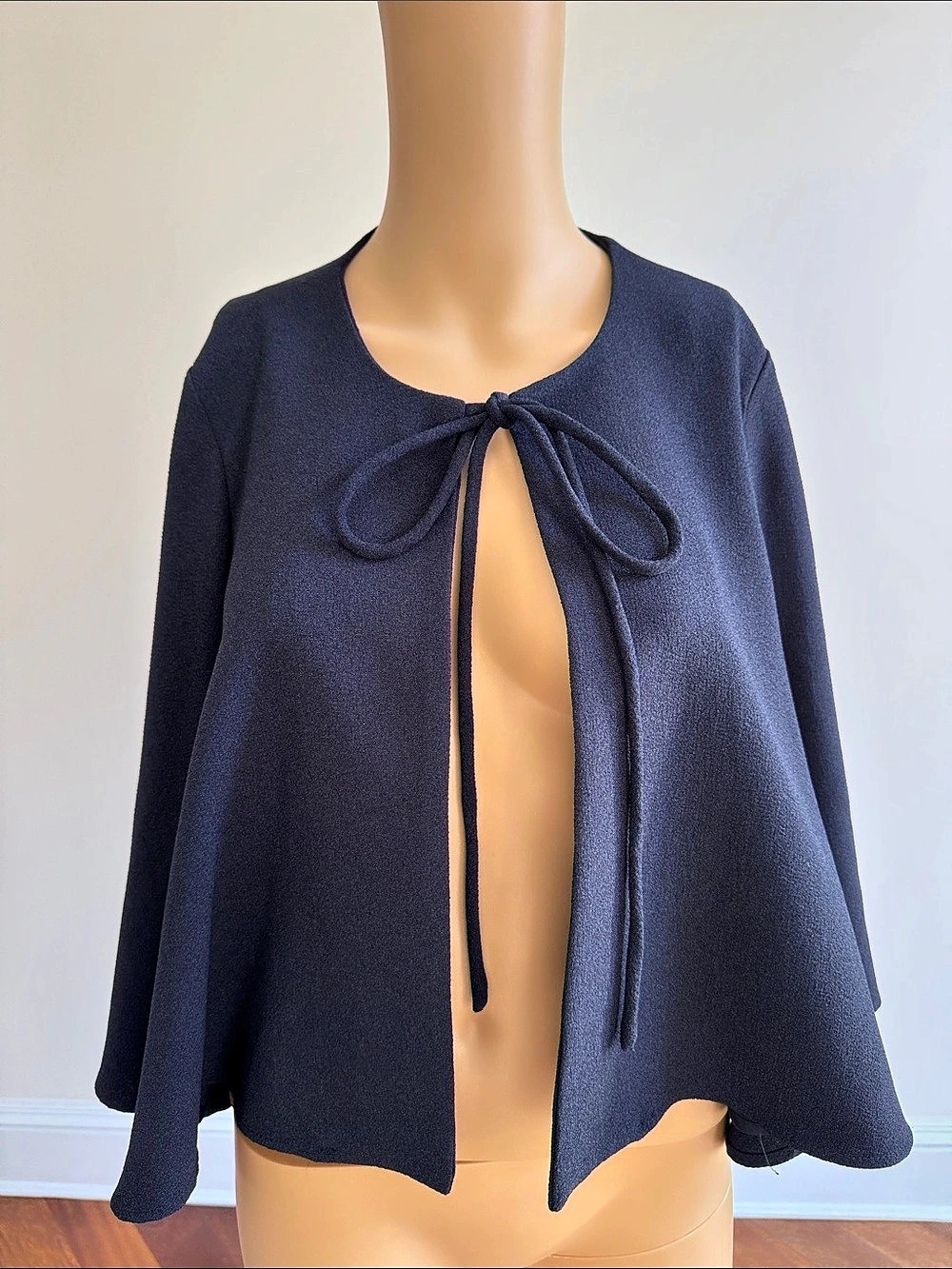 NEW Le Group Woman Women's Navy Blue Tie Front Cape